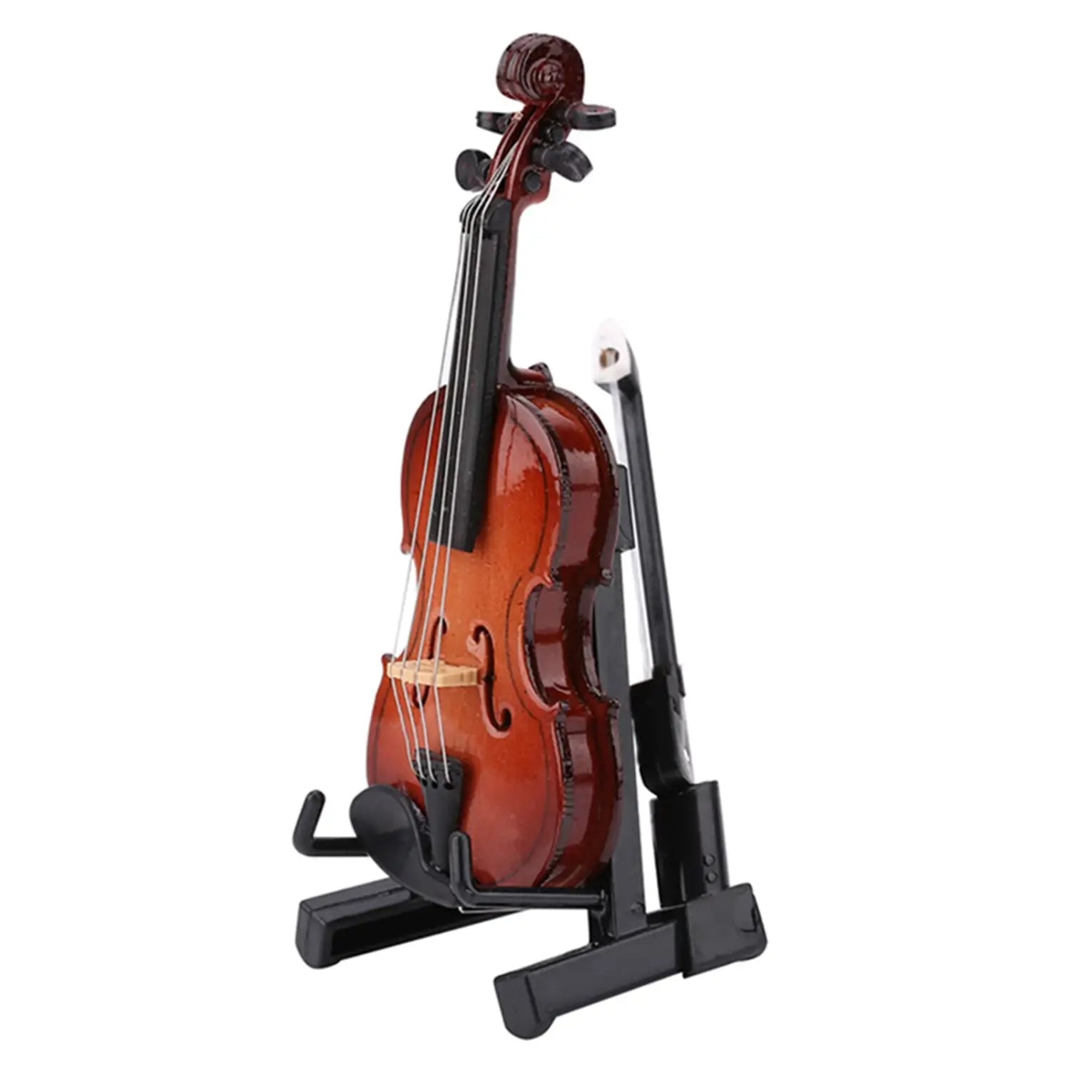 Miniature Violin Model with Stand Case Dollhouse Accessories Mini Musical Instrument Decor Gift