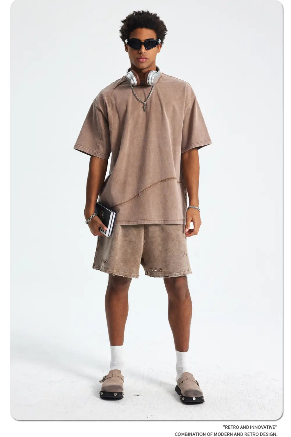 Hip Hop Wax Printing Washing Men’s Short Sleeve Tee Oversized Distressed Round Neck Man Cotton T Shirts Top Quality Raw Edges