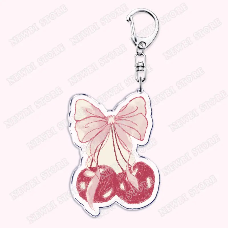 Aesthetic Coquette Pink Keychains for Womens Accessories Ribbon Hot Girl Book Club Bow Flowers Keyrings Friends Lovers Gifts