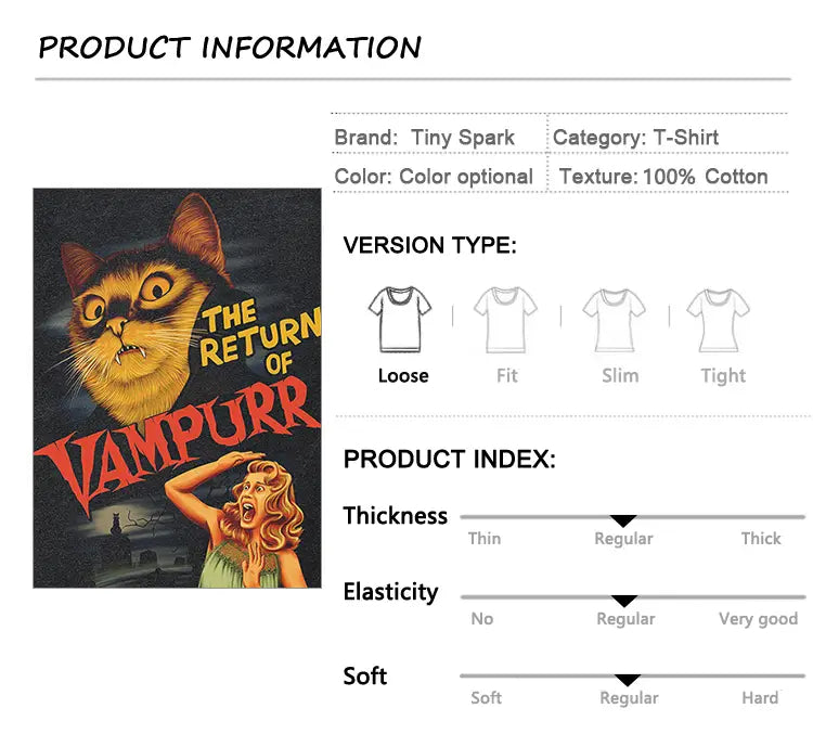 Hip Hop 2025 Vitnage Washed Black T-Shirt Streetwear Retro Movie Vampurr Cat Graphic T Shirt Cotton Unisex Tshirt Men Tops Tees
