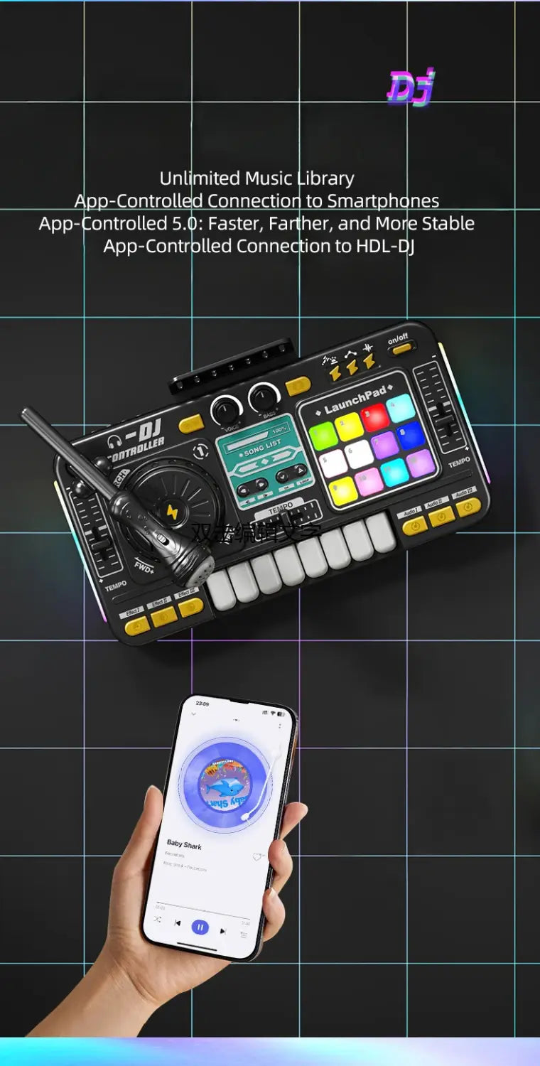 Kid DJ Mixer Controller Toy with Microphone Electronic Piano Keyboard Musical Instrument Kid Learning Educational Birthday Gifts