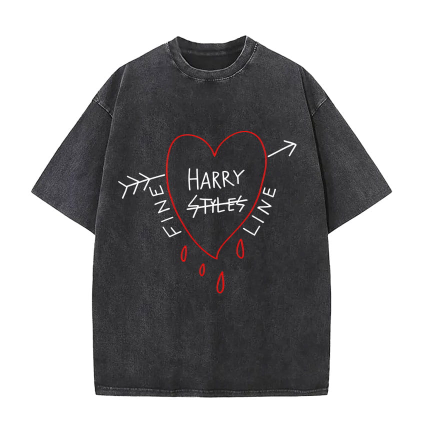 Vintage Washed Harry Styles Graphic T-shirt Men’s Pop Album Hip Hop Short Sleeve T-shirts Casual 100% Cotton T Shirt Streetwear