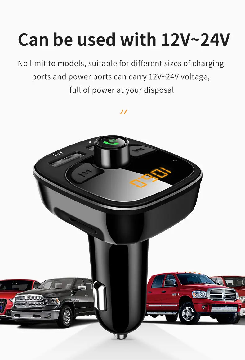 Car Mp3 Player Bluetooth 5.4 FM Transmitter Car Charger Adapter Dual USB Support TF Card & U Disk Hands-Free Call