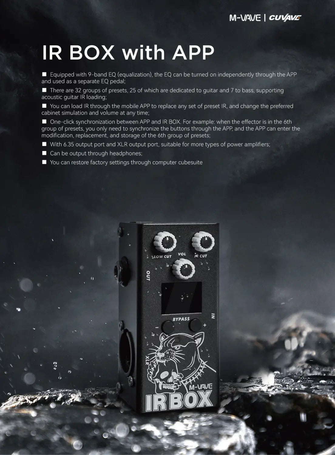 M VAVE Guitar Pedal Effectr IR BOX (Cabinet Simulator +IR Loader) Highly Restored Various Classic Speaker Box Sound support APP