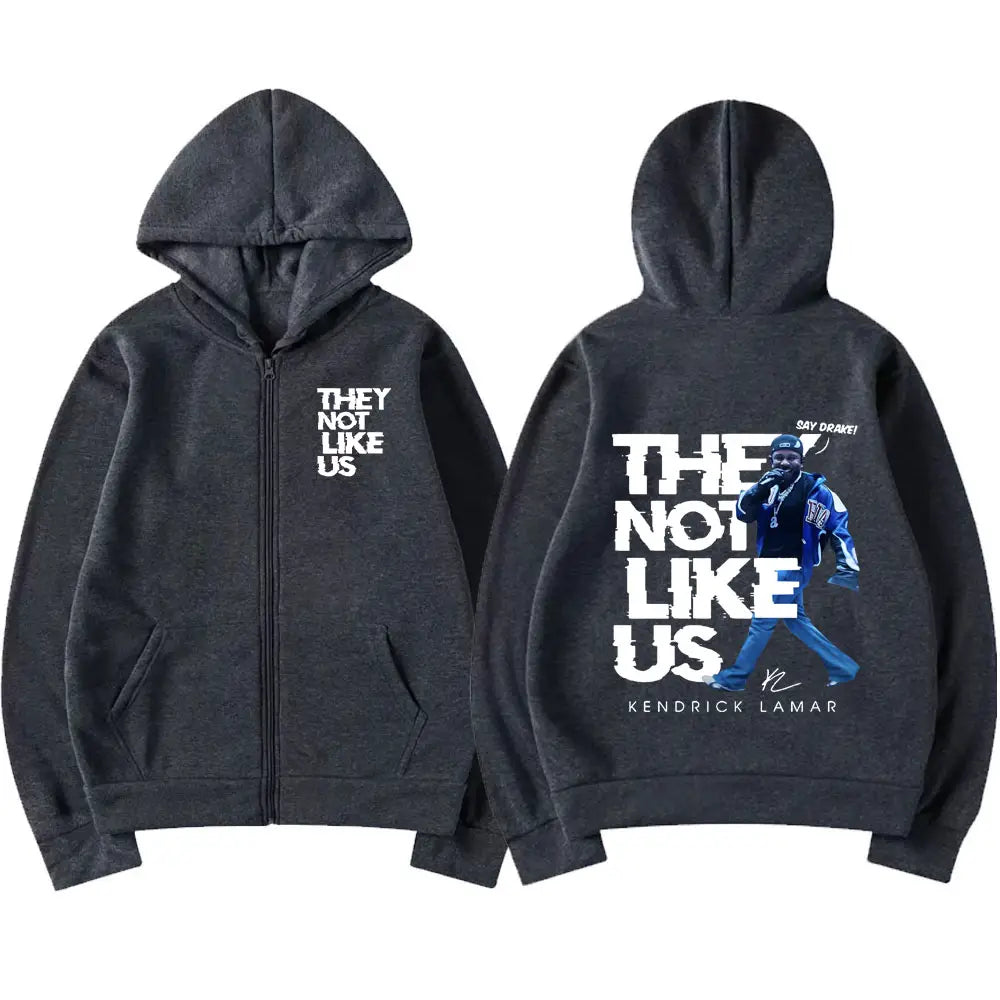 Kendrick Lamar Say Drake They Not Like Us Zipper Hoodies Men Women Clothing Hip Hop Zip Up Hooded Sweatshirts Hoodie Jacket Coat