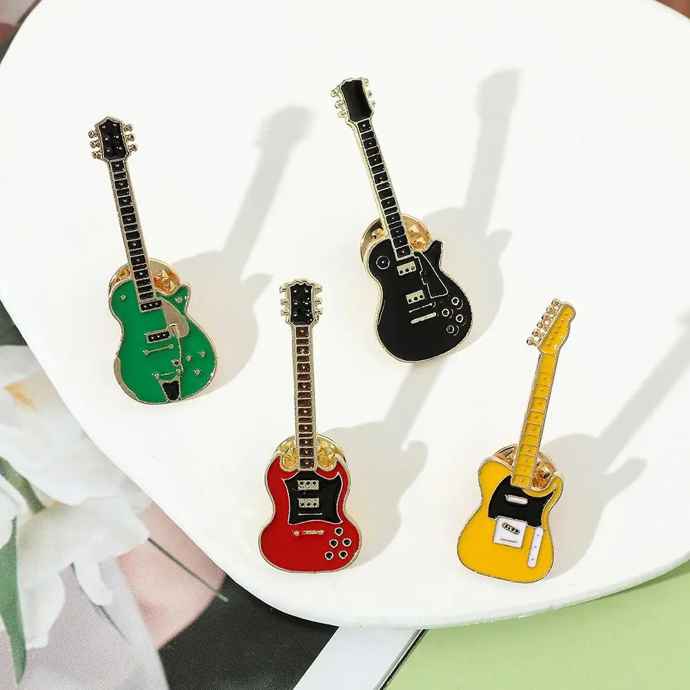 Clothing Accessories Rock Band Guitar Brooch Funny Cartoon Guitar Lapel Badge Metal Guitar Enamel Pins Denim Shirt