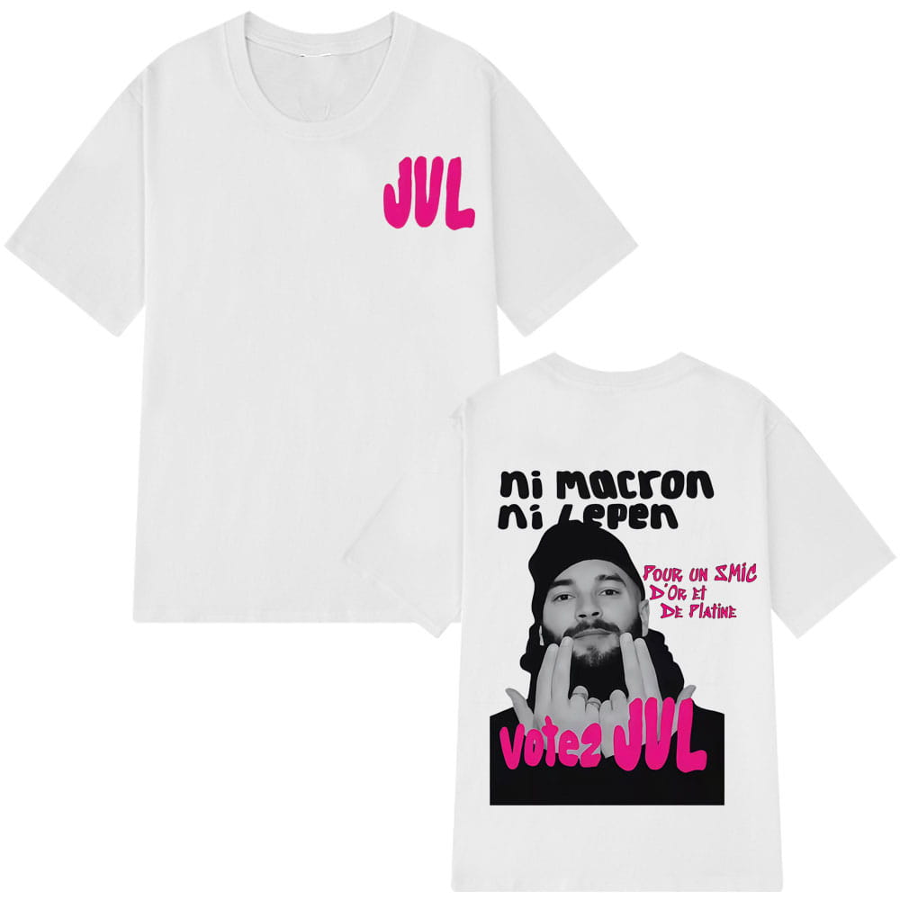 French Rapper JUL Fashion Graphics T-shirts Men Women Hip-hop T-shirt Short-sleeved Casual Aesthetic Trendy T-shirt Streetwear