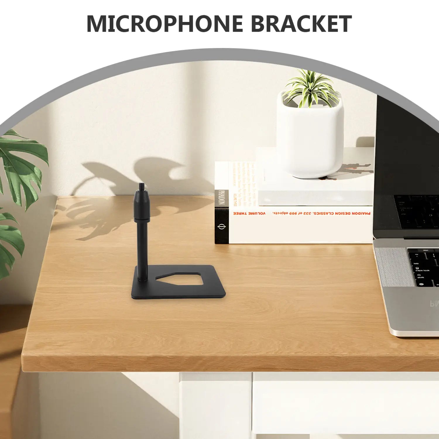 Metal Desktop Microphone Stand Rectangular Base Universal Mic Holder Live Streaming Karaoke Recording Portable Stable