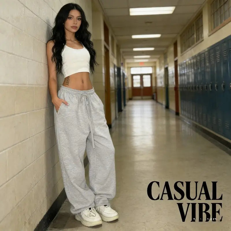 Trendy Women Hip Hop Joggers Wide Leg Street Dance Sweatpants Loose Fit Comfortable Athletic Style