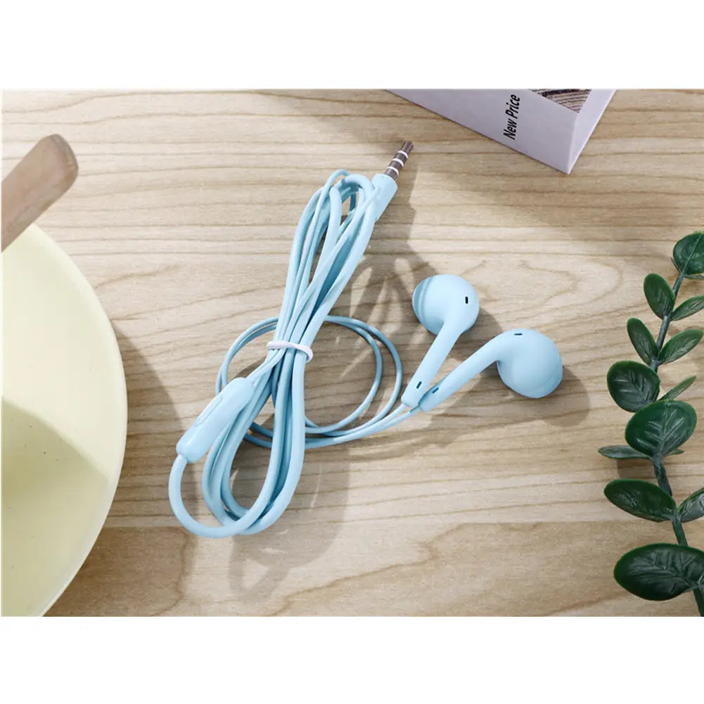 3.5mm Wired Headset Macaron Earphone In-Ear Headphone Music Multicolors 1.2m with Microphone Earphones Universal for Smart Phone