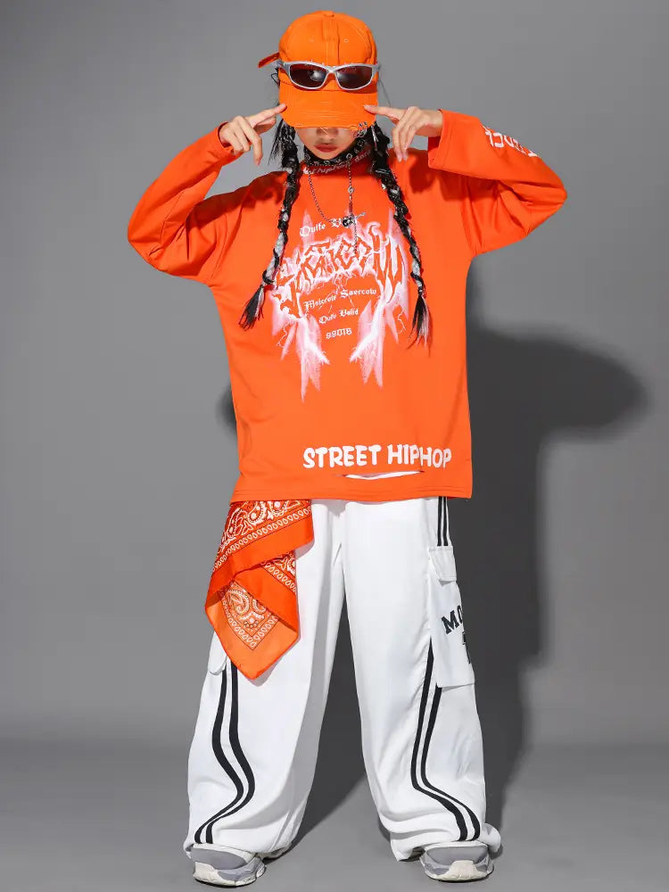 Hip Hop Boys Cool Graffiti Sweatshirt Vest Street Dance Cargo Pants Girls K-pop Jazz Costume Children Clothes Set Kid Streetwear