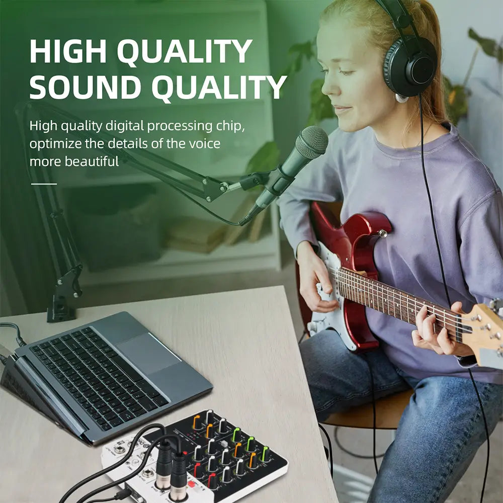 4/8 Channel Audio Mixer DJ Controller Sound Mixing Console With Bluetooth Phantom Power Delay Repaeat Effect For PC Recording
