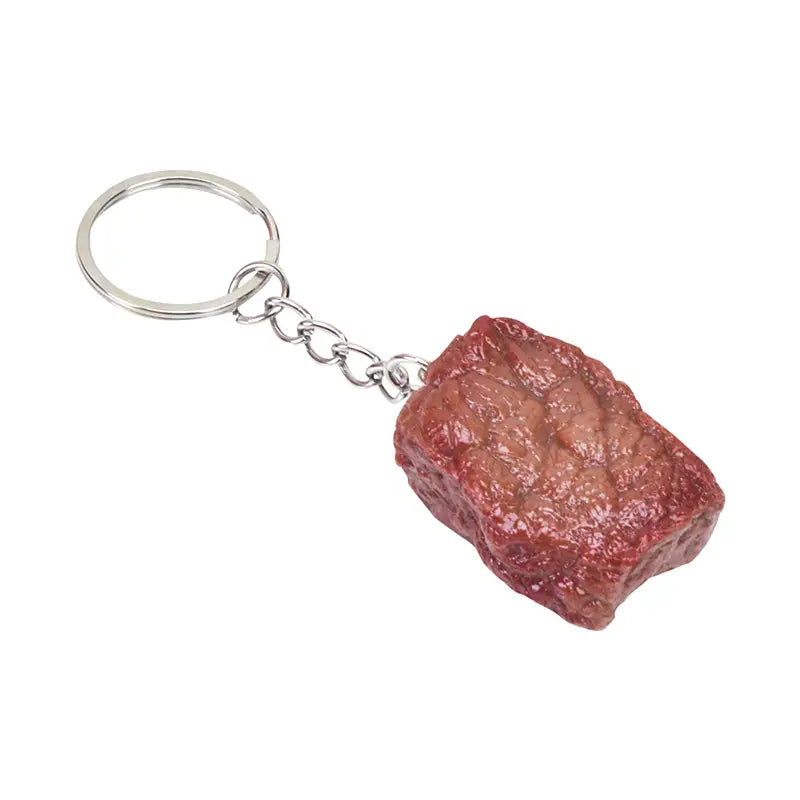 Simulation Beef Block Beef Keychain Imitation Food PVC Beef Cubes Keyring Food Model Simulation Food Keychain Fashion Jewelry