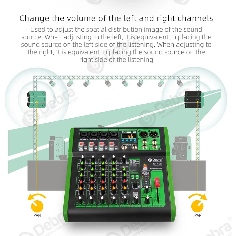 Debra DI pro Mixer Audio for Home Karaoke Live Broadcast Recording Studio with 99 DSP Digital Effects And USB MP3 Input