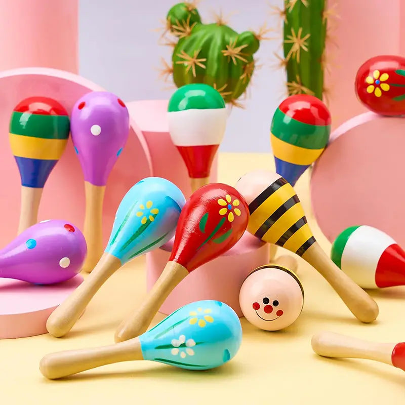2pcs Sand Hammers Wooden Toys 2Sizes Available Musical Instrument Children Orff Instruments Brain-boosting Montessori Games TMZ