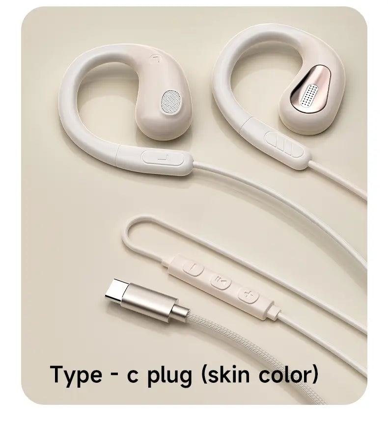 NEW Clip-on Type C&3.5mm Wired Control Headphone 9D Surround Sound Earbuds Sports Headsets ENC Earphones With HD Mic For Samsung