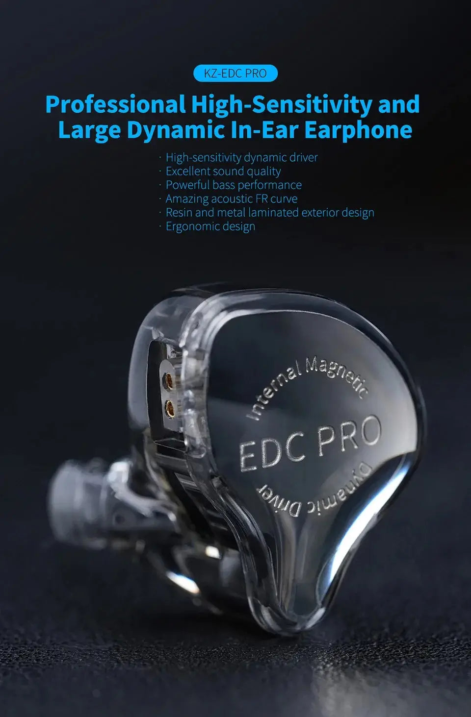 New KZ EDC PRO HIFI 3.5MM AUX Wired Earphone Dynamic High Performance Monitor In-Ear Earbuds Detachable Cable Harman EDXPRO Lite