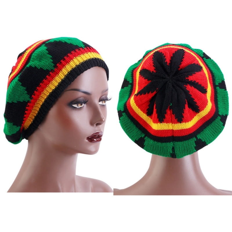 Jamaican Multi-colour Printed Knitted Hat Bob Rasta Beanie Hats Hip Hop Cap Men Women Caribbean Fancy Dress Reggae Beret Cap