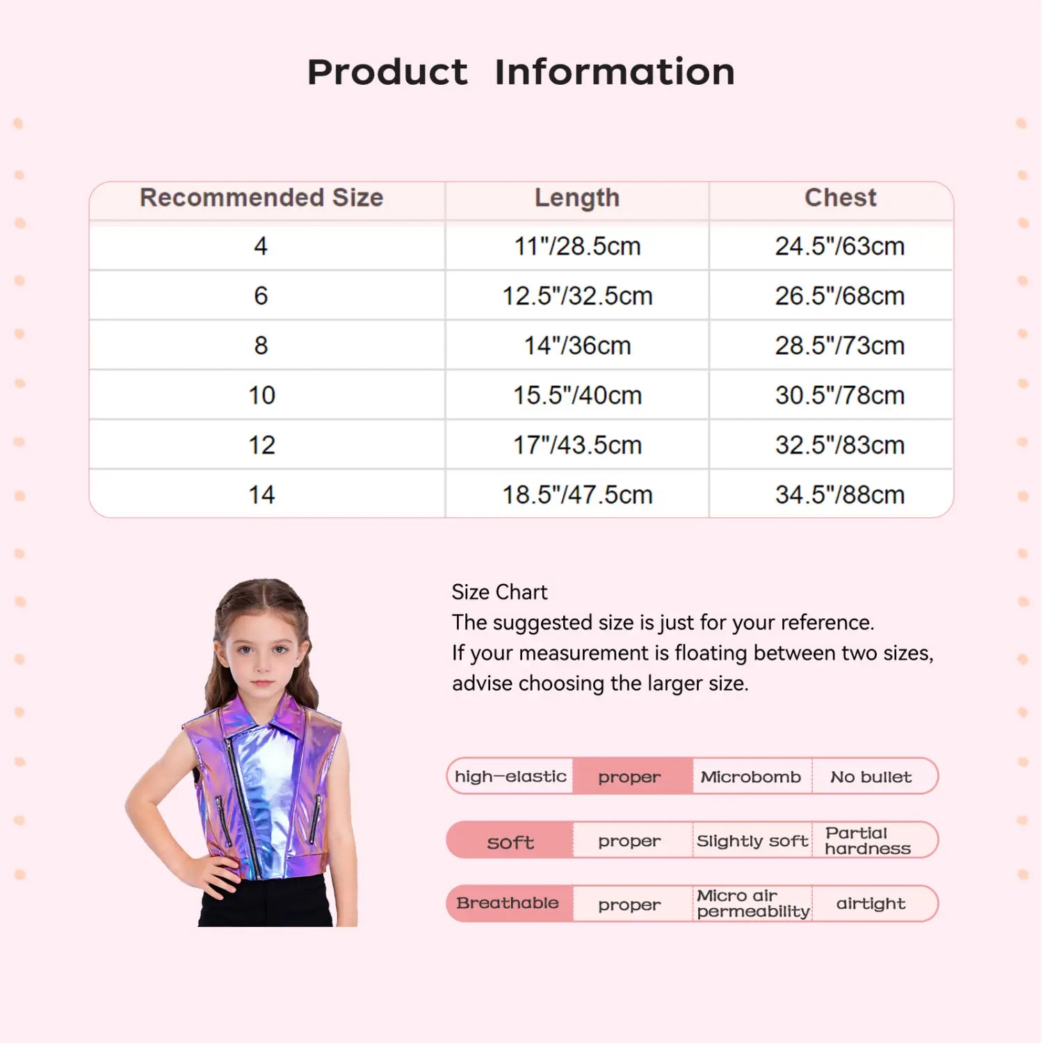 Kids Boys Girls Hip Hop Jazz Dance Performance Costume Turn-Down Collar Vest Zipper Metallic Jacket Tops Sleeveless Outerwear