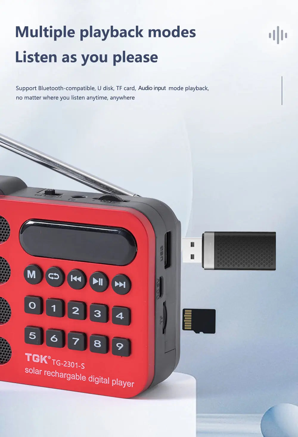 Portable FM Radio Rechargeable Mini Solar Bluetooth Speaker With USB TF Card MP3 Music Player Wireless Speaker FM Radio Receiver