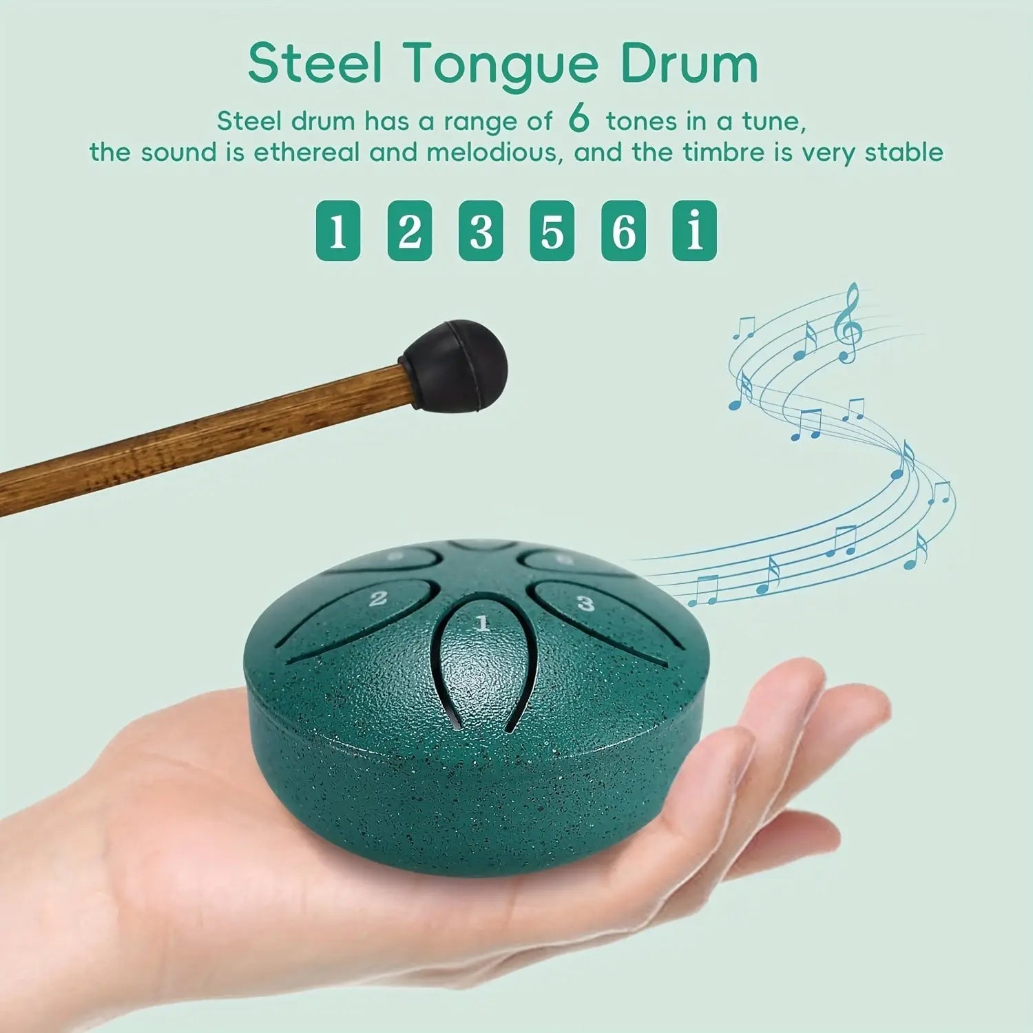 3 Inch Steel Tongue Drum - 6 Tone Handheld Instrument for Meditation & Yoga Perfect Musical Gift for Beginners