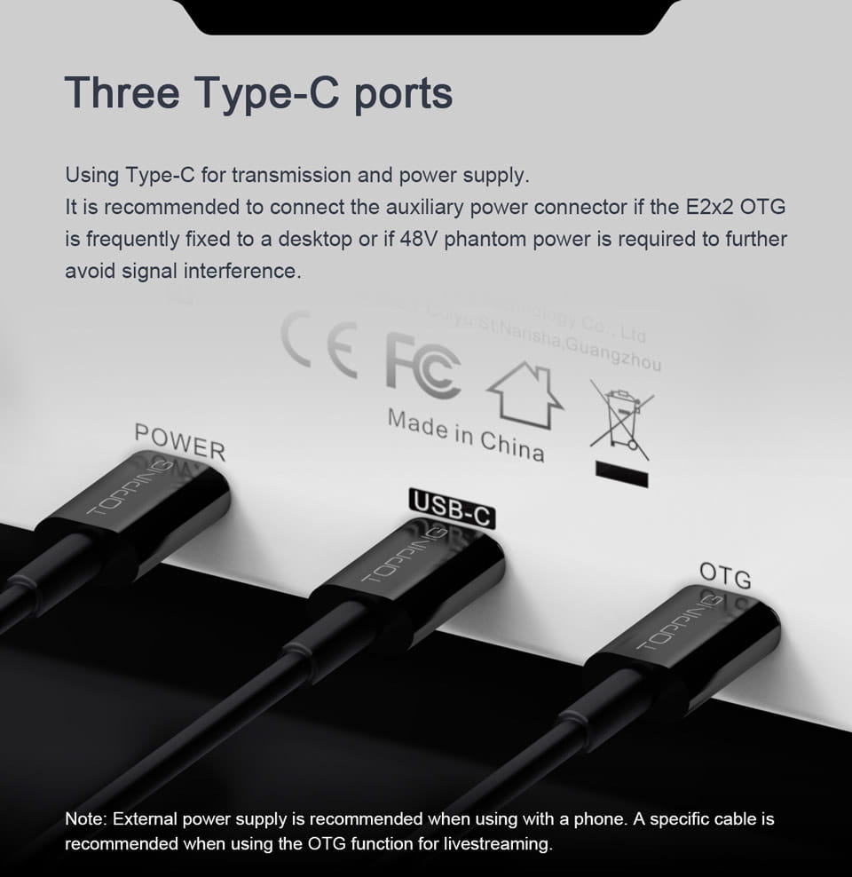 NEW TOPPING E2x2 OTG Professional audio interface 2 in 2 out sound card 8 DAW and 6 LoopBack channels SPDIF output expansion