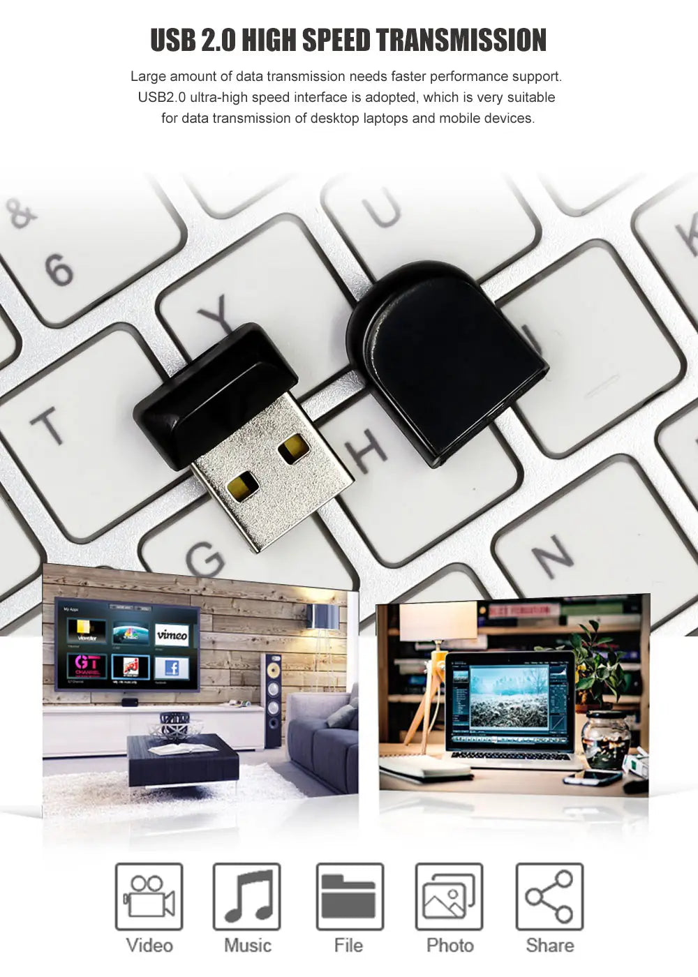 Super Mini Black USB Flash Disk 8GB 64GB Memory Stick Pendrive 32GB 128GB High Speed USB Flash Drives waterproof Portable U Disk