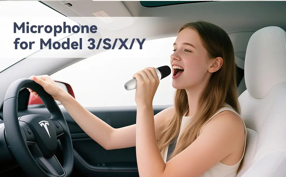 T1-테슬라 Car Karaoke Microphone 테슬라 Rechargeable Caraoke Mic with USB-A & USB-C Receiver Plug to Use，No Need Pair