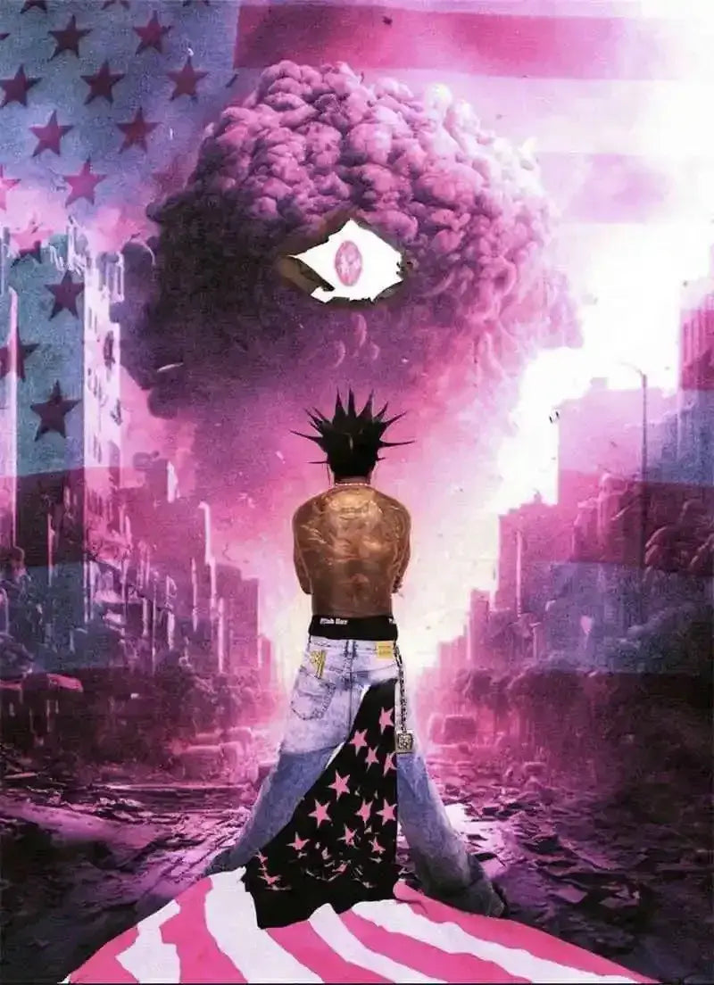 American Hip Hop Rapper Lil Uzi Vert Music Album Cover Pink Tape Posters Canvas Painting Posters and Prints Wall Art Picture
