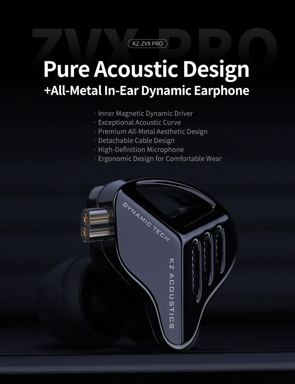 KZ ZVX PRO Dynamic In Ear Earphones HIFI Bass Earbuds Metal Monitor Headphones Sport Noise Cancelling Music Headsets