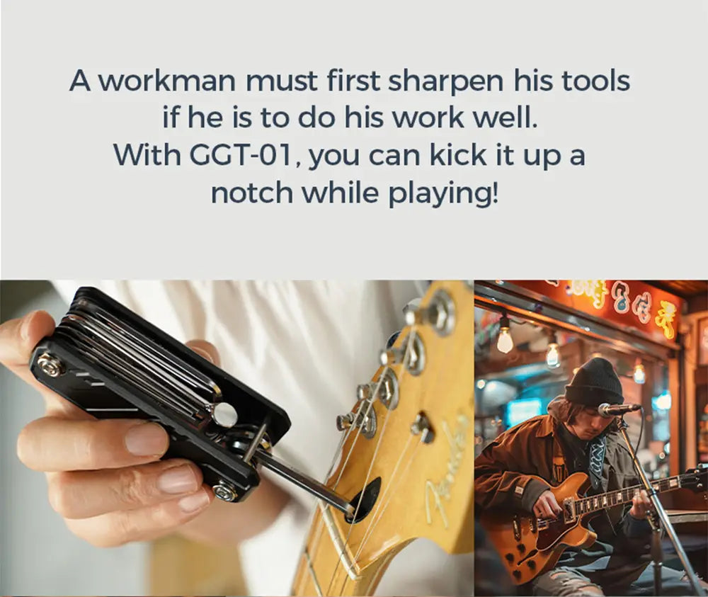JOYO GGT-01 Guitto Series Guitar Repair Tools Multifunctional Aluminum Alloy Guitar and Bass Tunning Tool with Storage Bag