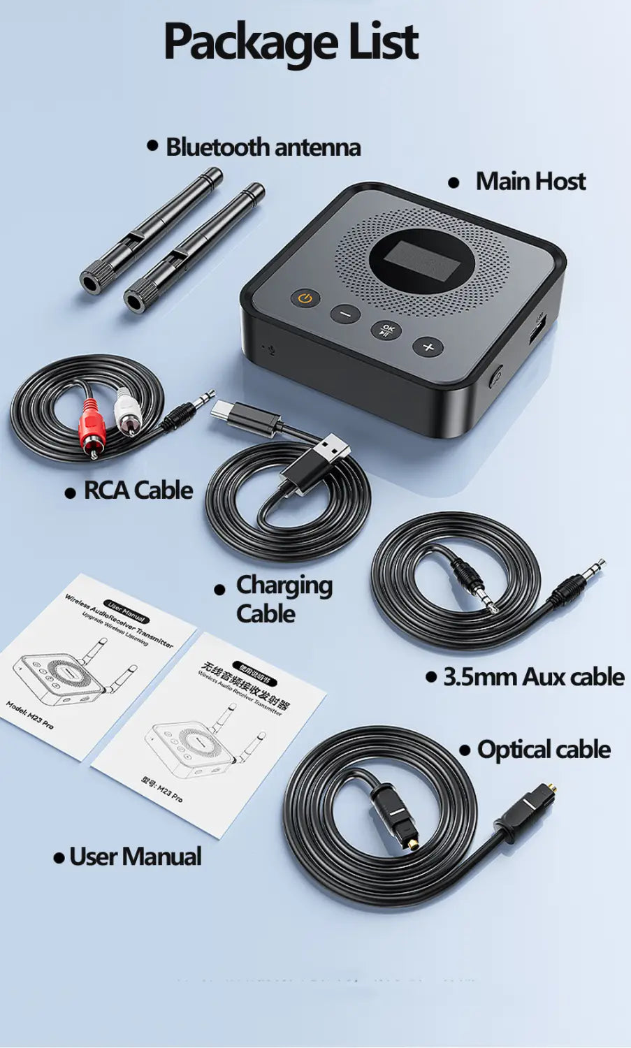 OLCD Bluetooth 6.0/5.2 Audio Receiver Transmitter AAC aptX-LL/AD/HD 3.5mm Aux Optical Wireless Stereo Music U Disk Player