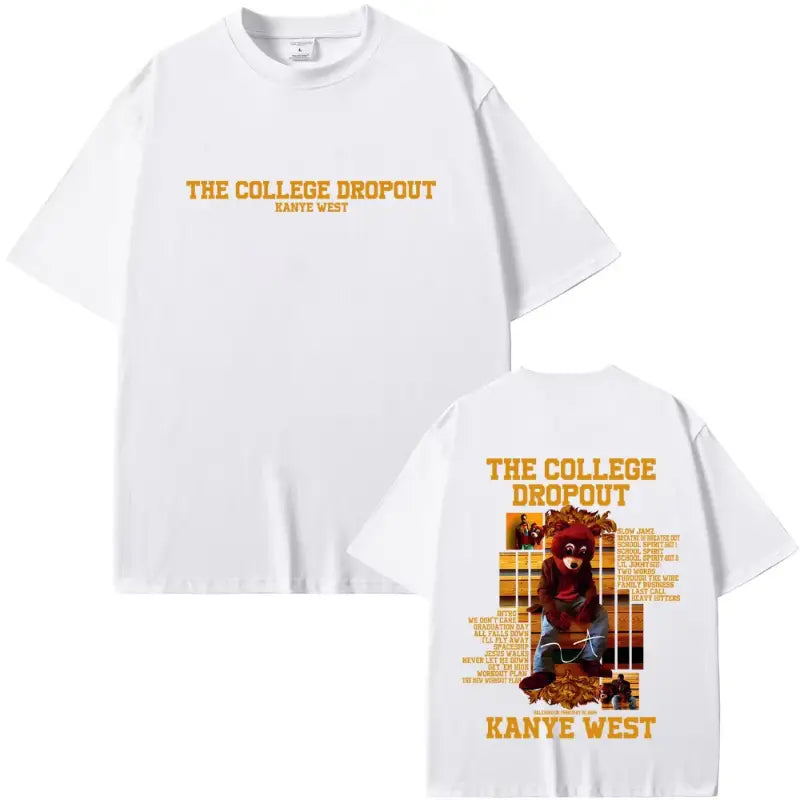 Rapper Kanye West The College Dropout Bear Graphic T-shirt Men Women Hip Hop Pop Music T Shirts Casual Cotton Vintage T-shirts