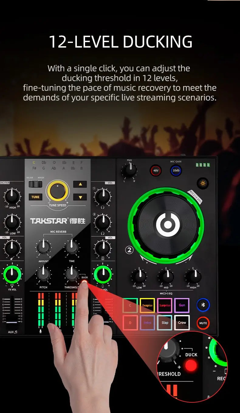 Original Takstar MX3 Mixer Webcast Sound Card Mixing Console Podcast Studio For Karaoke Webcast Recording Live Streaming Guitar