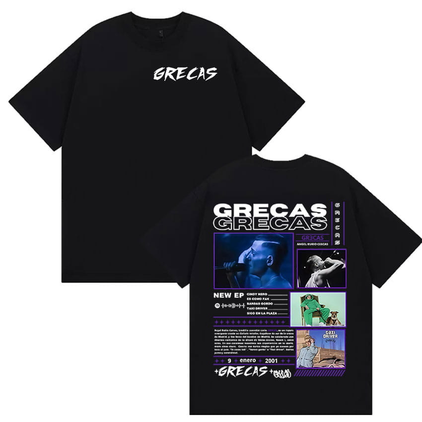Rapper Grecas Tour 2025 Album Merch T-shirts Men Clothing Fashion Oversized T-shirt Casual Hot Sale Short Sleeve Tees Streetwear