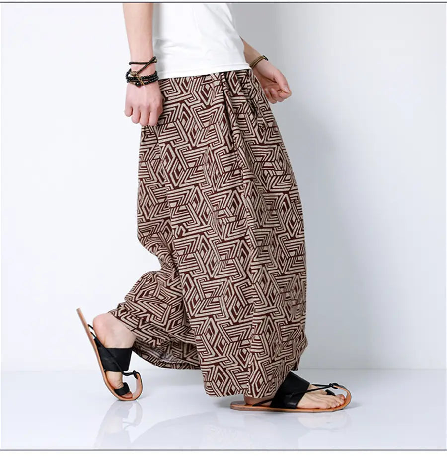 Hip Hop Trend Men Harem Pants Casual Loose Streetwear Retro Printed Joggers Wide Leg Pants Men’s Sweatpants Trousers Oversize
