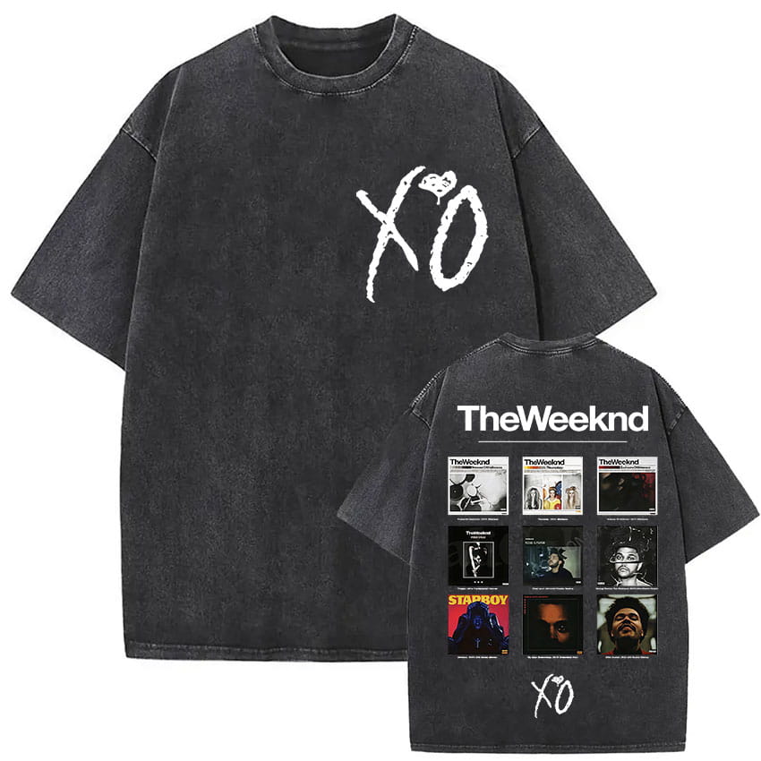 The Weeknd XO Tour 2025 Vintage Washed T Shirt Men’s Women Pop Music Short Sleeve T-Shirts Rap Hip Hop Gothic Clothing T-shirts