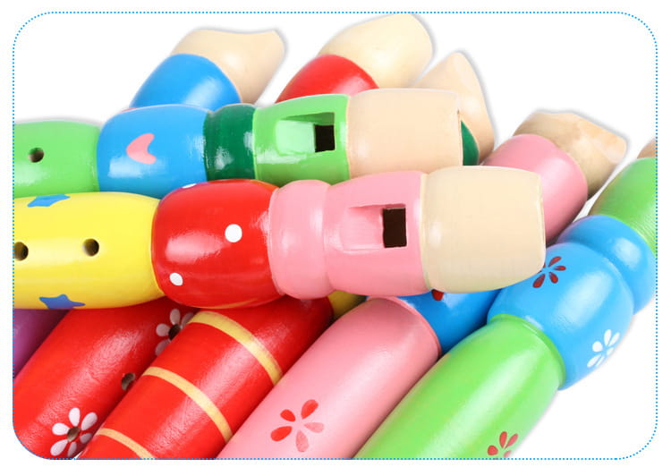 1pc 20cm/7.87in Colorful Wooden Flute Music Instrument Trumpet Buglet Hooter Kids Educational Learning Musical Toys for Children