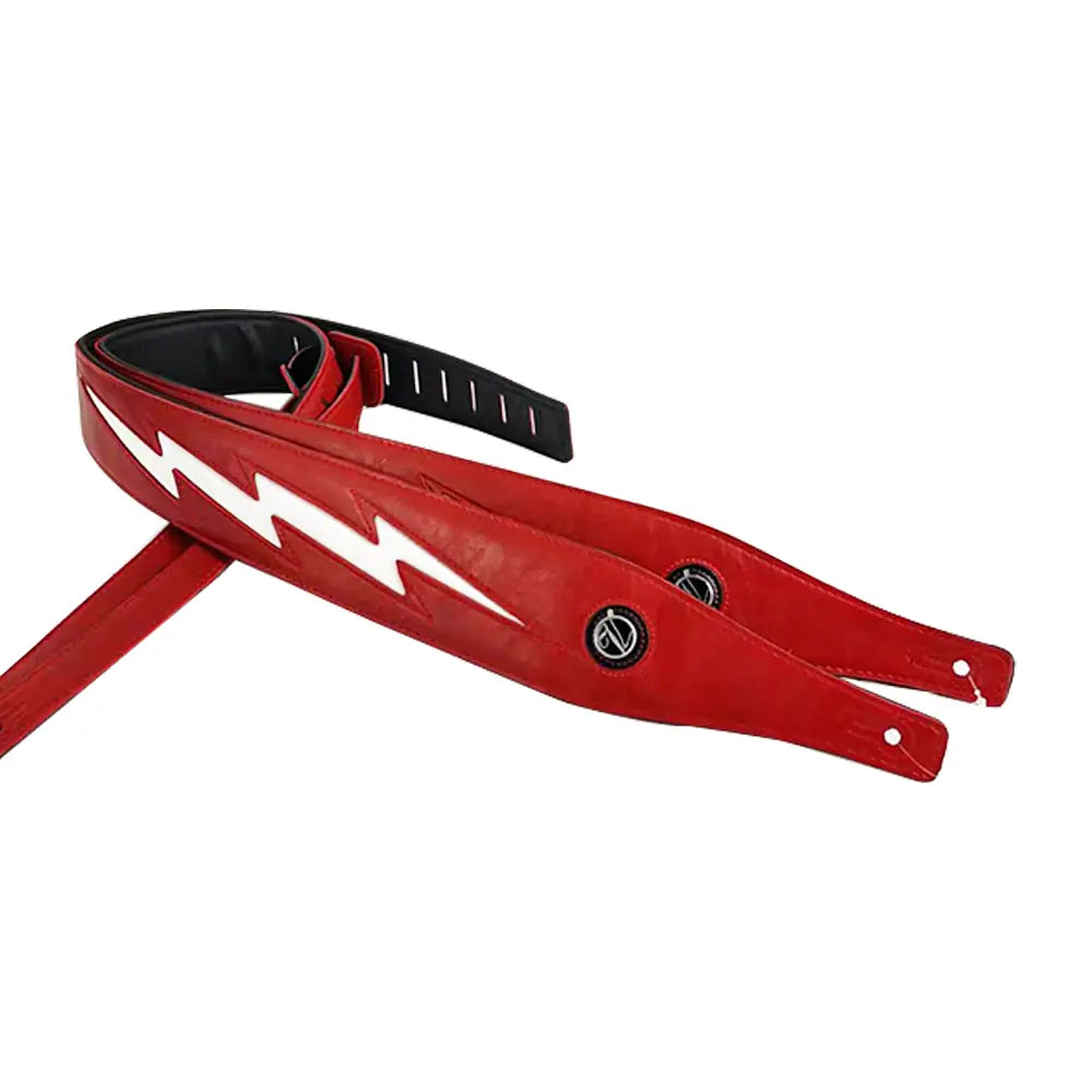 Red Black White PU Leather Guitar Strap Cool Lightning Comfortable Strap for Acoustic Electric Bass Adjustable Length