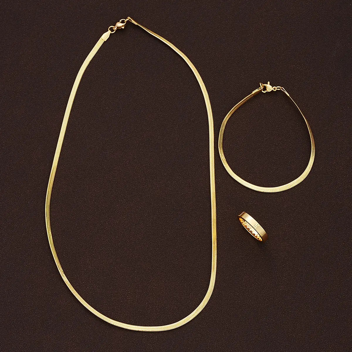 3pcs Fashion Hip Hop Stainless Steel Jewelry Set Men’s Minimalist Necklace Bracelet Ring Set Perfect Gift for Hip Hop Fans 2024