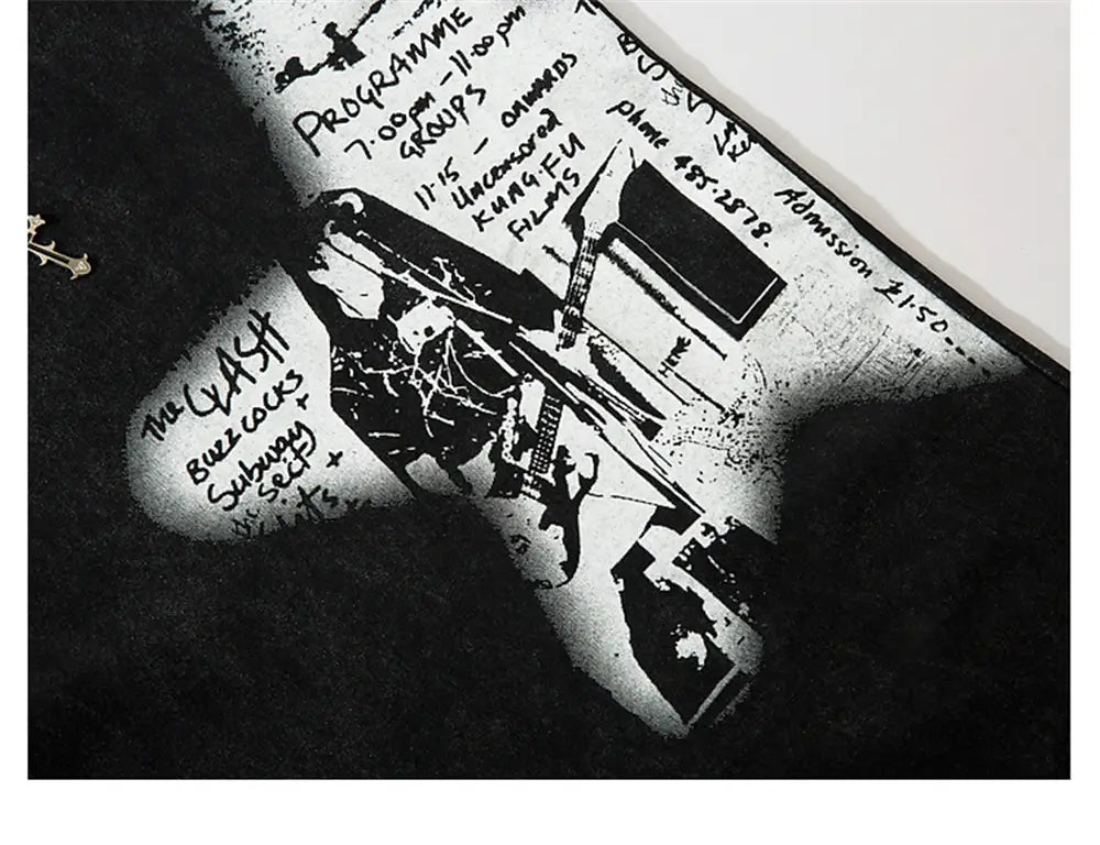 Hip Hop Fashion Tank Tops Men’s Graffiti Printed Necklace Sleeveless T-Shirt Ripped Hole Harajuku Dancing Tops Streetwear