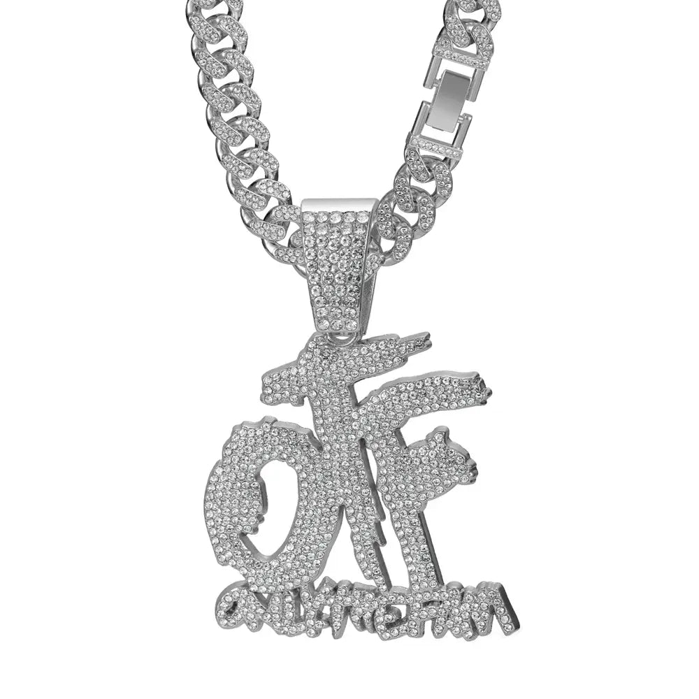 Hip Hop Fashion English Letter OTF Pendant Cuban Chain Necklace Suitable For Daily Wear By Men And Women Rock Party Jewelry