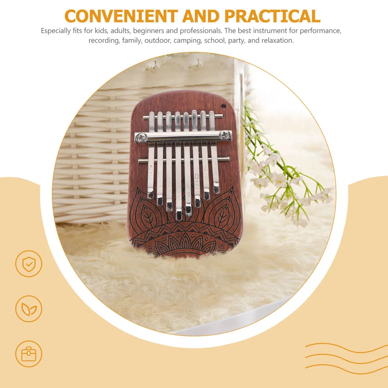 8 Keys Mini Kalimba Thumb Piano For Beginners Kids Adults Portable Finger Piano Wooden Musical Instrument Home School Camping