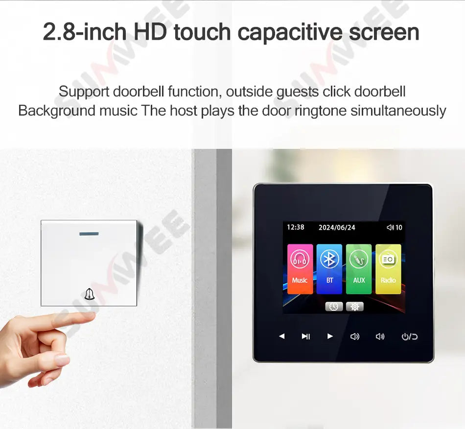 Home audio Wall music panel hotel 86 amplificador Bluetooths wall amplifier AUX TF player FM radio sound ceiling speaker system