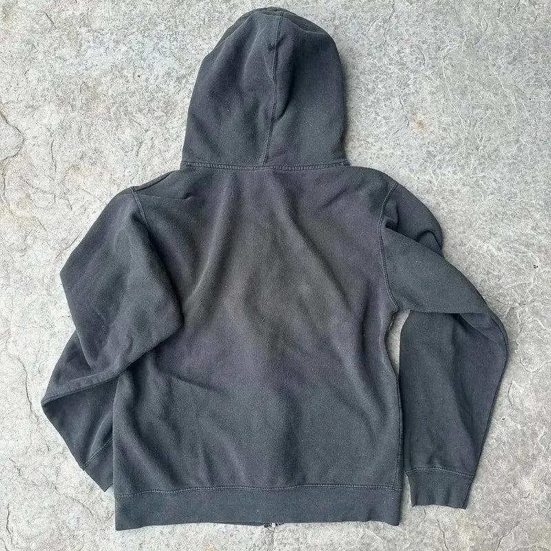 2025 American New Fashion Oversized Pattern Printed Zipper Hooded Sweater Men Y2K Gothic Harajuku Hip Hop Popular Couple Hoodies