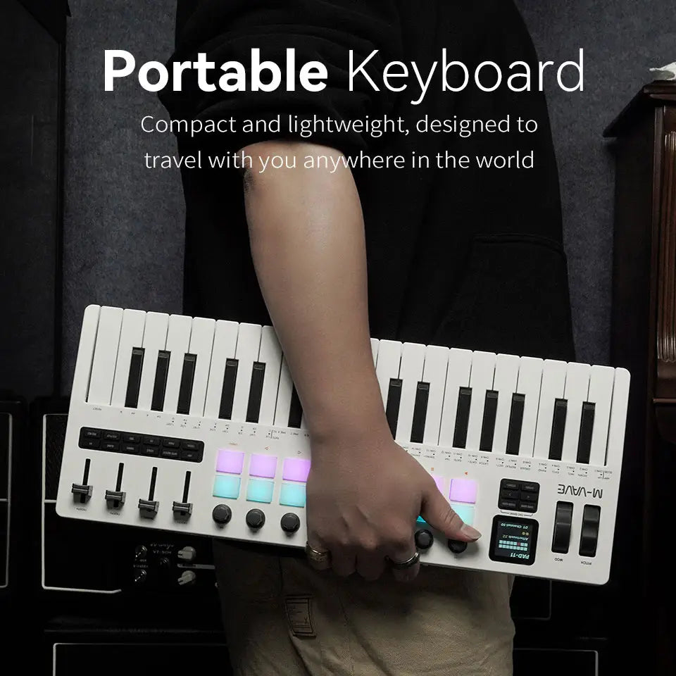 M-VAVE SMK-37 Pro MIDI Keyboard 16 Drum Pads Sound Source 37 Key RGB Keyboard Supports Wireless Connection to Multiple Systems