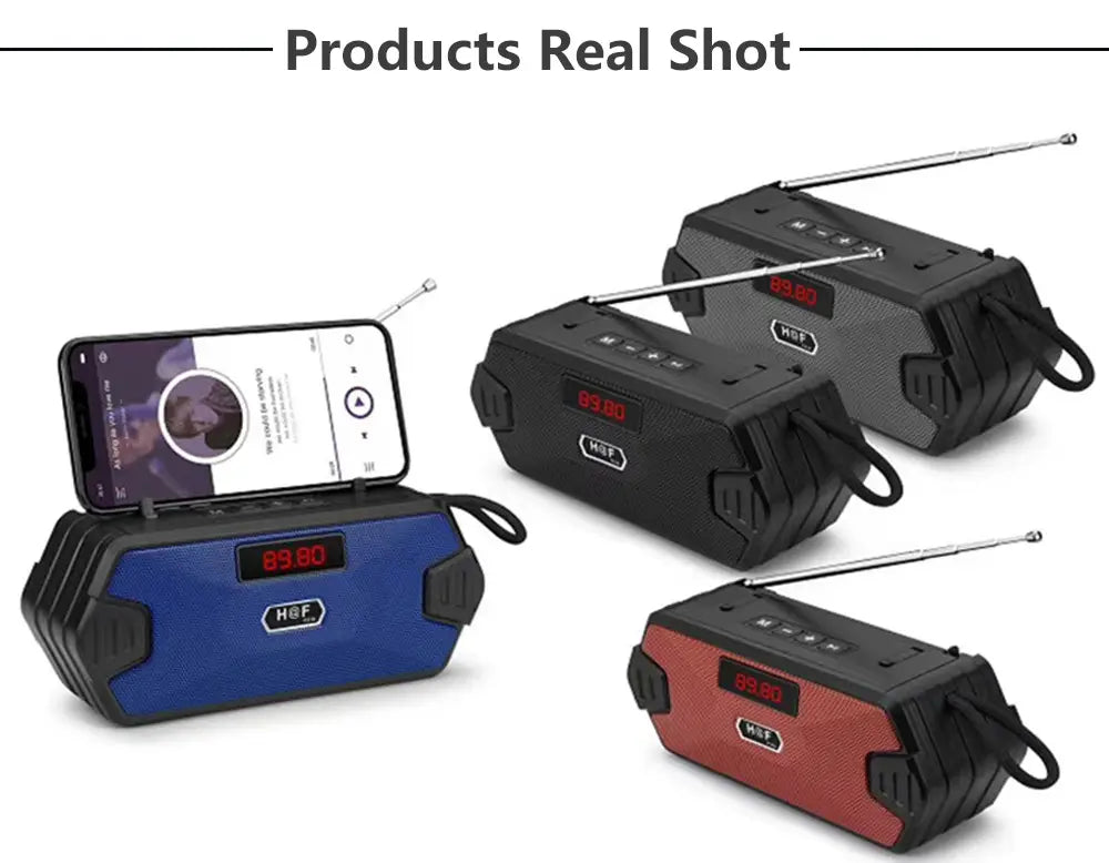 Bass Hifi Outdoor Portable Aux Wireless Bluetooth Speaker Radio FM Receiver Music Sound Box Subwoofer Mp3 Altavoces Bocina Audio