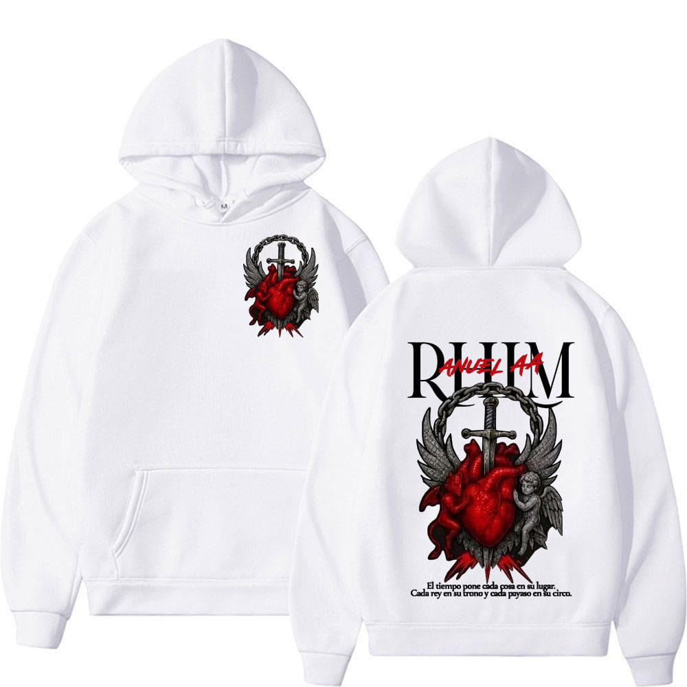 Rapper Anuel AA Rhlm 2 Album Tour Graphic Hoodies Men’s Clothing Oversized Hip Hop Gothic Long Sleeve Hoodie Comfort Sweatshirts