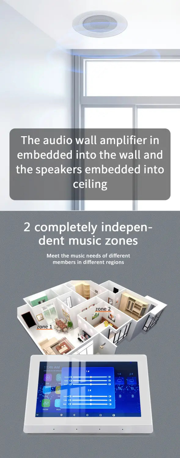 Smart Home Theater Sound Amplifier WiFi Bluetooth In-wall Android Music Panel Stereo Mini Ceiling Speaker Set Hotel Residential