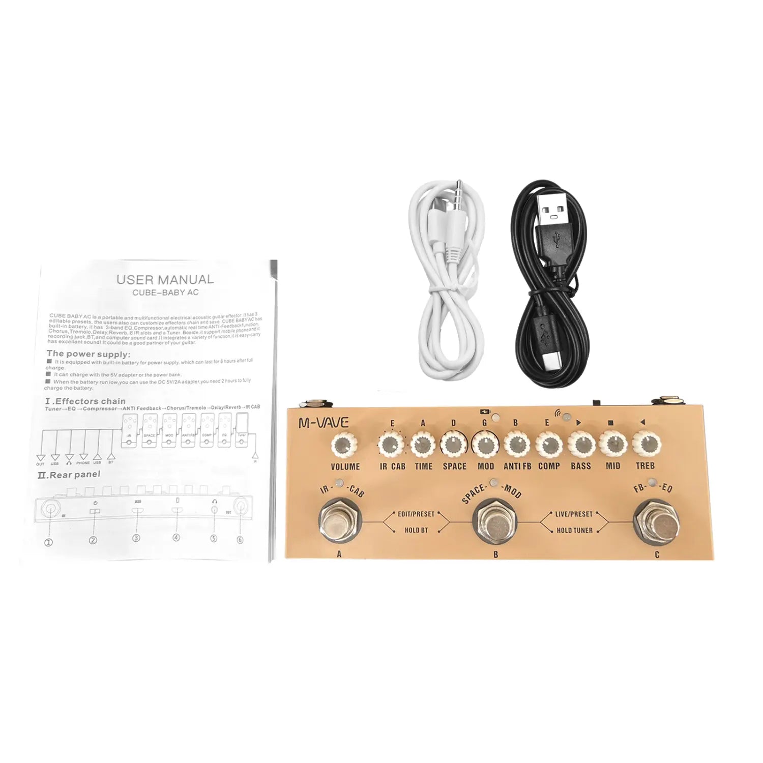 M-VAVE CUBE BABY Multi-Effects Pedal Electric Guitar Combined Effect Pedal with Wireless Music Playback Phone Recording Audio